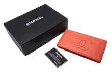 画像をギャラリービューアに読み込む, CHANEL シャネル キャビアスキン 二つ折り 長財布 ココマーク ロゴ オレンジ 17番台 小物 ウォレット 良品 中古 59035