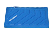 画像をギャラリービューアに読み込む, BALENCIAGA バレンシアガ ジップカードケース コインケース 財布 タイヤ ブランドロゴ カーフスキン ブルー 美品 中古 59055
