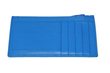 画像をギャラリービューアに読み込む, BALENCIAGA バレンシアガ ジップカードケース コインケース 財布 タイヤ ブランドロゴ カーフスキン ブルー 美品 中古 59055