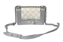 画像をギャラリービューアに読み込む, CHANEL シャネル ショルダーバッグ ボーイシャネル A92098 グレー ビニール 19番台 ビンテージシルバー金具 美品 中古 59115