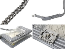 画像をギャラリービューアに読み込む, CHANEL シャネル ショルダーバッグ ボーイシャネル A92098 グレー ビニール 19番台 ビンテージシルバー金具 美品 中古 59115