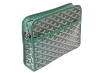 画像をギャラリービューアに読み込む, 極美品 GOYARD ゴヤール クラッチバッグ ジュバンス MM ポーチ グリーン ゴヤールディンキャンバス シルバー金具 中古 59122