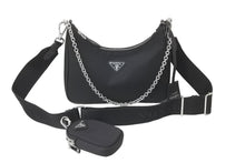 Load image into Gallery viewer, PRADA プラダ ショルダーバッグ ホーボー ポシェット ポーチ ストラップ付き Re-Edition 2005 1BH204 シルバー金具 美品 中古 59125