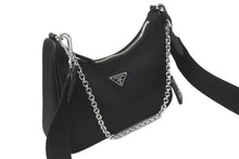 Load image into Gallery viewer, PRADA プラダ ショルダーバッグ ホーボー ポシェット ポーチ ストラップ付き Re-Edition 2005 1BH204 シルバー金具 美品 中古 59125