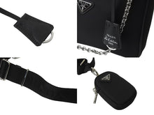 Load image into Gallery viewer, PRADA プラダ ショルダーバッグ ホーボー ポシェット ポーチ ストラップ付き Re-Edition 2005 1BH204 シルバー金具 美品 中古 59125