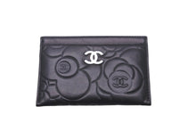 画像をギャラリービューアに読み込む, CHANEL シャネル カードケース ココマーク カメリア 17番台 ブラック シルバー金具 美品 中古 59137