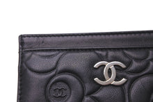 画像をギャラリービューアに読み込む, CHANEL シャネル カードケース ココマーク カメリア 17番台 ブラック シルバー金具 美品 中古 59137