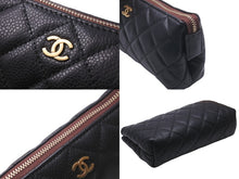 画像をギャラリービューアに読み込む, CHANEL シャネル ポーチ コスメポーチ 化粧ポーチ マトラッセ キャビアスキン 21番台 A69259 ゴールド金具 美品 中古 59138