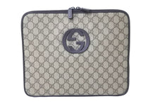 画像をギャラリービューアに読み込む, GUCCI グッチ クラッチバッグ PCケース タブレットケース GGスプリーム GG柄 総柄 493075 ブラウン 美品 中古 59139