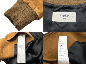 極美品 CELINE セリーヌ ジャケット スエードレクタングルジャケット ブラウン サイズ34 2E450657E.18TB ゴールド金具 中古 59151