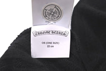 画像をギャラリービューアに読み込む, 極美品 CHROME HEARTS クロムハーツ CH プラス ニットキャップ ブラック クロス レザー パッチ ビーニー カシミヤ 中古 59164