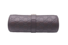 画像をギャラリービューアに読み込む, GUCCI グッチ ウォッチケース GG柄 レザー ブラウン ゴールド金具 ベルト開閉 良品 中古 59240