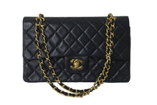 画像をギャラリービューアに読み込む, CHANEL シャネル マトラッセ 25 ショルダーバッグ ダブルフラップ 1番台 ラムスキン ブラック ゴールド 美品 中古 59294