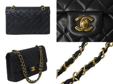 画像をギャラリービューアに読み込む, CHANEL シャネル マトラッセ 25 ショルダーバッグ ダブルフラップ 1番台 ラムスキン ブラック ゴールド 美品 中古 59294