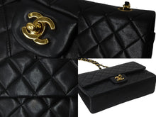 画像をギャラリービューアに読み込む, CHANEL シャネル マトラッセ 25 ショルダーバッグ ダブルフラップ 1番台 ラムスキン ブラック ゴールド 美品 中古 59294
