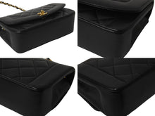 Load image into Gallery viewer, 極美品 CHANEL シャネル チェーンショルダーバッグ ダイアナマトラッセ22 3番台 ラムスキン ブラック ゴールド金具 中古 59302
