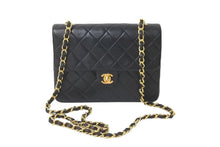画像をギャラリービューアに読み込む, CHANEL シャネル チェーンショルダーバッグ ミニマトラッセ20 5番台 ラムスキン ブラック ゴールド 美品 中古 59304