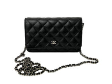 Load image into Gallery viewer, CHANEL シャネル ショルダーバッグ チェーン ウォレット マトラッセ ココマーク 22番台 ブラック ラムスキン シルバー金具 美品 中古 59320