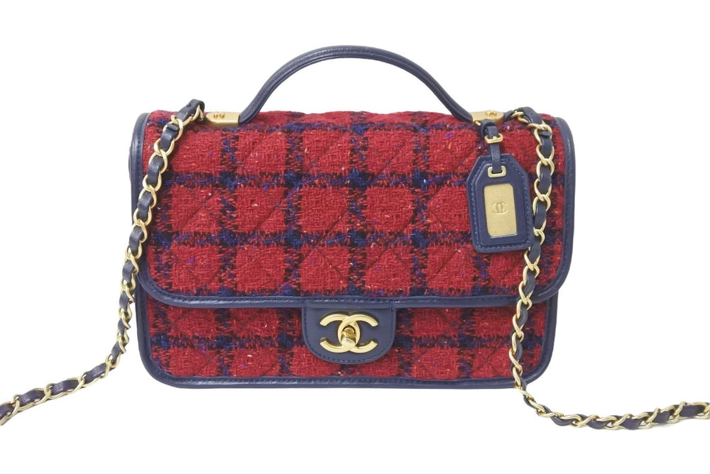 CHANEL シャネル ショルダーバッグ スモール トップハンドル フラップバッグ ツイード AS3653 B0945 NK305 美品 中古 59323
