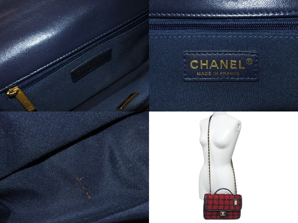 CHANEL シャネル ショルダーバッグ スモール トップハンドル フラップバッグ ツイード AS3653 B0945 NK305 美品 中古 59323