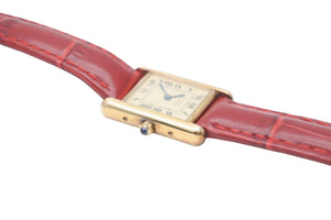 Cartier カルティエ マストタンク ヴェルメイユ SM 腕時計 社外尾錠 クォーツ シルバー925 ゴールド加工 美品 中古 59388