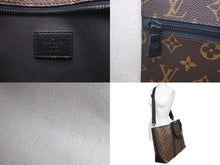 画像をギャラリービューアに読み込む, LOUIS VUITTON ルイヴィトン M45733 ウィークエンド トート GM ブラウン レザー モノグラムマカサー ブラック金具 美品 中古 59405