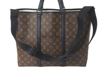 画像をギャラリービューアに読み込む, LOUIS VUITTON ルイヴィトン M45733 ウィークエンド トート GM ブラウン レザー モノグラムマカサー ブラック金具 美品 中古 59405