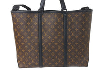 画像をギャラリービューアに読み込む, LOUIS VUITTON ルイヴィトン M45733 ウィークエンド トート GM ブラウン レザー モノグラムマカサー ブラック金具 美品 中古 59405