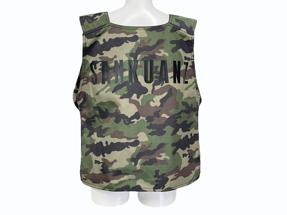 SANKUANZ Vest Military Camo Khaki Polyamide Size L SKZ19SS0VE0100 Good Condition Used 59407