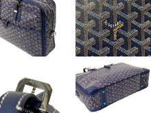 画像をギャラリービューアに読み込む, 極美品 GOYARD ゴヤール ビジネスバッグ ブリーフケース アンバサードGM ヘリンボーン柄 ネイビー ベージュ 中古 59440
