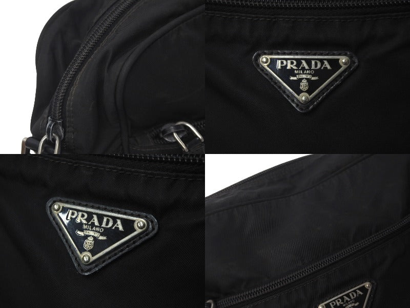 PRADA プラダ ショルダーバッグ ナイロン レザー NERO ブラック ロゴプレート 三角ロゴ B7370 中古 59449 – Casanova  Vintage