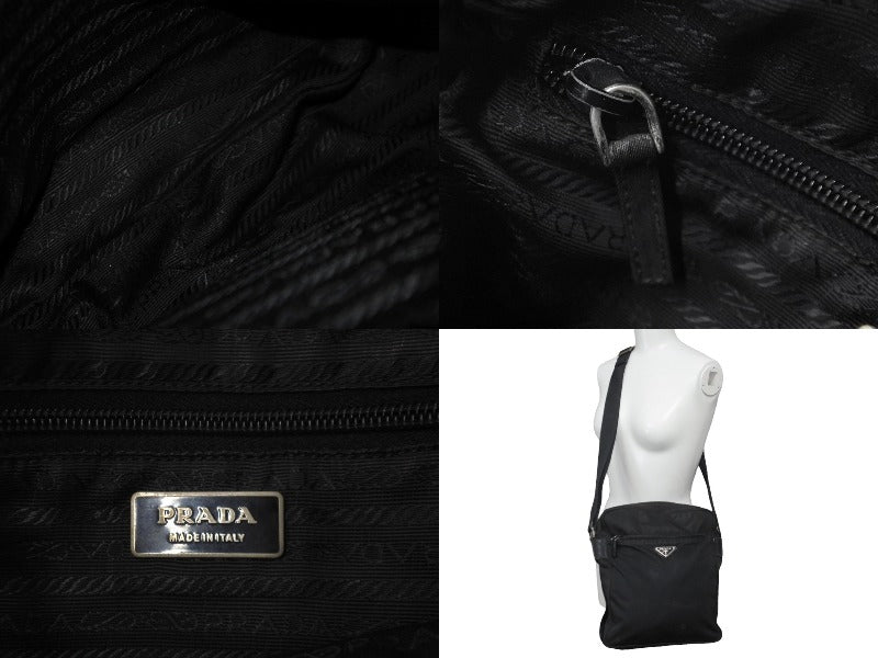 PRADA プラダ ショルダーバッグ ナイロン レザー NERO ブラック ロゴプレート 三角ロゴ B7370 中古 59449 – Casanova  Vintage