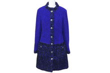 画像をギャラリービューアに読み込む, 極美品 CHANEL シャネル ジャケット 2022-2023AW ロングツイードジャケット ブルー サイズ34 P73179V64585 中古 59467