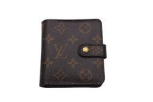 画像をギャラリービューアに読み込む, LOUIS VUITTON ルイヴィトン モノグラム コンパクト ジップ 二つ折り財布 M61667 ブラウン ウォレット 小物 ロゴ 良品 中古 59512
