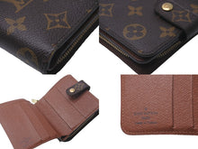 画像をギャラリービューアに読み込む, LOUIS VUITTON ルイヴィトン モノグラム コンパクト ジップ 二つ折り財布 M61667 ブラウン ウォレット 小物 ロゴ 良品 中古 59512