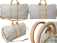 画像をギャラリービューアに読み込む, 極美品 LOUIS VUITTON ルイヴィトン ボストンバッグ N41429 キーポルバンドリエール55 ベージュ ダミエアズール 中古 59529