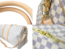 画像をギャラリービューアに読み込む, 極美品 LOUIS VUITTON ルイヴィトン ボストンバッグ N41429 キーポルバンドリエール55 ベージュ ダミエアズール 中古 59529