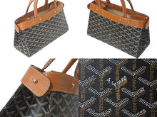 画像をギャラリービューアに読み込む, GOYARD ゴヤール ハンドバッグ 廃盤 ジャージーPM ヘリンボーン柄 ブラック ブラウン シルバー金具 美品 中古 59536