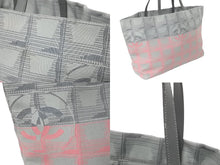 画像をギャラリービューアに読み込む, CHANEL シャネル ニュートラベルライン トートバッグ 12番台 グレー ピンク ナイロンジャガード 良品 中古 59543