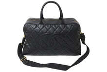 画像をギャラリービューアに読み込む, CHANEL シャネル デカココマーク ボストンバッグ 8番台 キャビアスキン ブラック ゴールド金具 美品 中古 59601