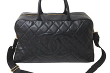 画像をギャラリービューアに読み込む, CHANEL シャネル デカココマーク ボストンバッグ 8番台 キャビアスキン ブラック ゴールド金具 美品 中古 59601