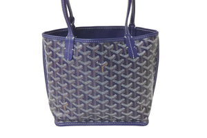 GOYARD ゴヤール トートバッグ アンジュミニポーチ リバーシブル ネイビー ヘリンボーン柄 PVC レザー 美品 中古 5963 –  Casanova Vintage