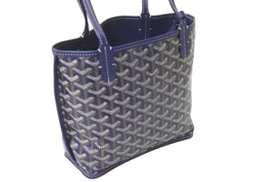 GOYARD ゴヤール トートバッグ アンジュミニポーチ リバーシブル ネイビー ヘリンボーン柄 PVC レザー 美品 中古 5963 –  Casanova Vintage