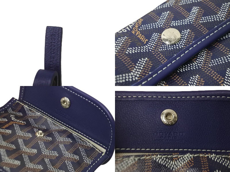 GOYARD ゴヤール トートバッグ アンジュミニポーチ リバーシブル ネイビー ヘリンボーン柄 PVC レザー 美品 中古 5963 –  Casanova Vintage