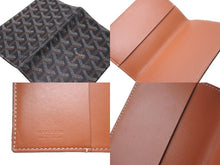 Load image into Gallery viewer, GOYARD ゴヤール パスポートケース ヘリンボーン柄 ブラック ブラウン PVCコーティング 良品 中古 59643