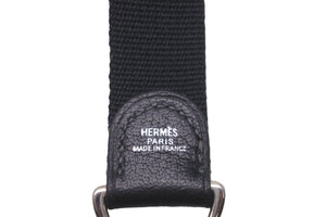 極美品 HERMES エルメス ショルダーストラップ エブリン TPM アマゾン ブラック コットン レザー シルバー金具 中古 59688