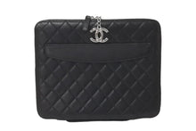 画像をギャラリービューアに読み込む, CHANEL シャネル タブレットケース ココマーク マトラッセ 14番台 2010年 ラムスキン ブラック シルバー金具 美品 中古 59689