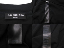 画像をギャラリービューアに読み込む, BALENCIAGA バレンシアガ 長袖Ｔシャツ 刺繍デザイン ダメージ加工 ブラック コットン サイズ4 PL32 699191 良品 中古 59769