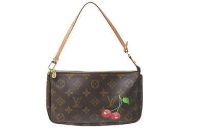 極美品 LOUIS VUITTON ルイヴィトン ポシェット アクセソワール ブラウン モノグラム チェリー 村上隆 M95008 中古 59790