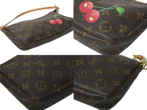 極美品 LOUIS VUITTON ルイヴィトン ポシェット アクセソワール ブラウン モノグラム チェリー 村上隆 M95008 中古 59790